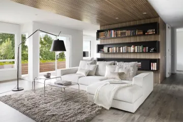 (Sumber: interiordesign.id)
Pencahayaan menjadi salah satu ciri khas dan merupakan faktor sangat penting pada interior kontemporer. Pencahayaan digunakan untuk fokus pada elemen atau dinding aksen atau karya seni. Floor lamp, lampu track, biasanya merupakan pilihan paling populer.